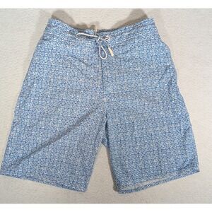 Johnnie-O Mens Blue Medallion Print Swim Trunks Board Shorts Mesh Liner Size M